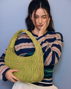 Quilted Suede-Lambskin Shoulder Bag