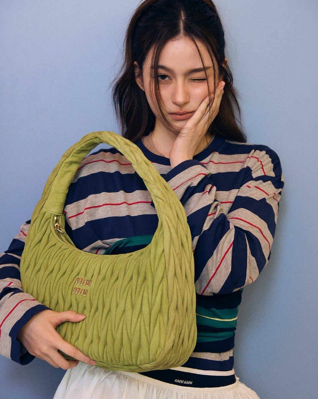 Quilted Suede-Lambskin Shoulder Bag