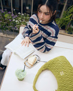 Quilted Suede-Lambskin Shoulder Bag