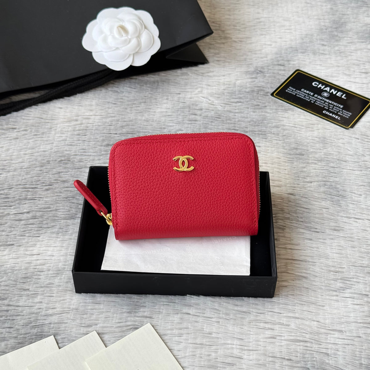 Lychee-Grain Zip Coin Purse (Premium Quality)
