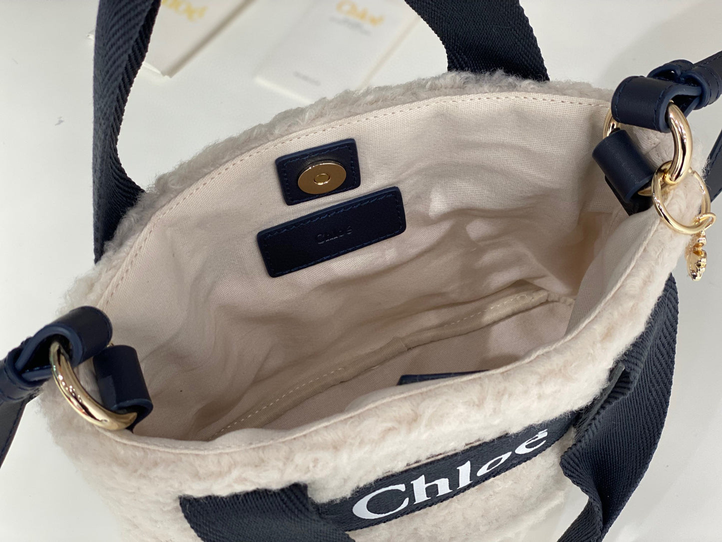 Ch*l*o*e : Furry wooden tote bag