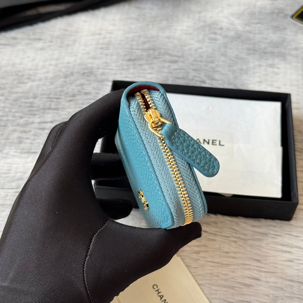 Lychee-Grain Zip Coin Purse (Premium Quality)