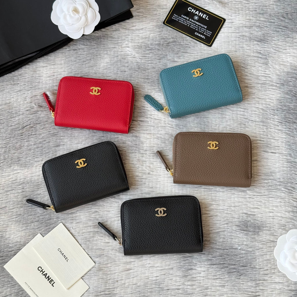 Lychee-Grain Zip Coin Purse (Premium Quality)