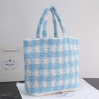 Pra*da Purely Hand-Woven Fiber Tote Bag - Large Size