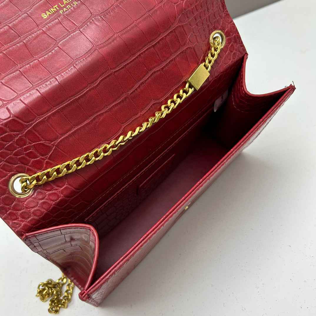 Y*S*L Crocodile Embossed Tassel Bag