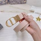 3.0cm Reversible Calfskin Leather Belt – Rotating Metal Buckle