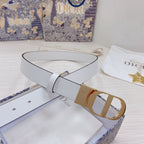 3.0cm Reversible Calfskin Leather Belt – Rotating Metal Buckle