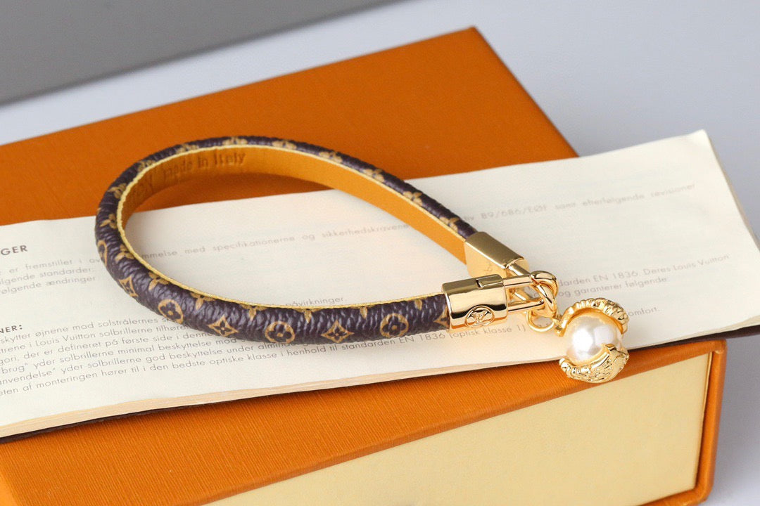 Coffee Floral Leather Bracelet