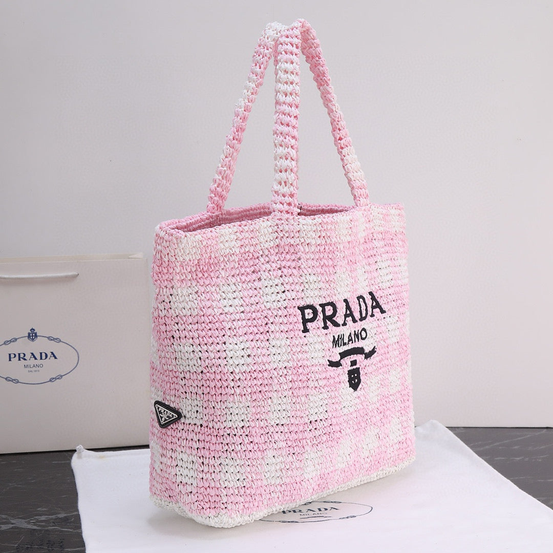 Pra*da Purely Hand-Woven Fiber Tote Bag - Large Size