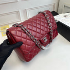 Maxi Quilted Flap Bag in Lambskin — 33cm