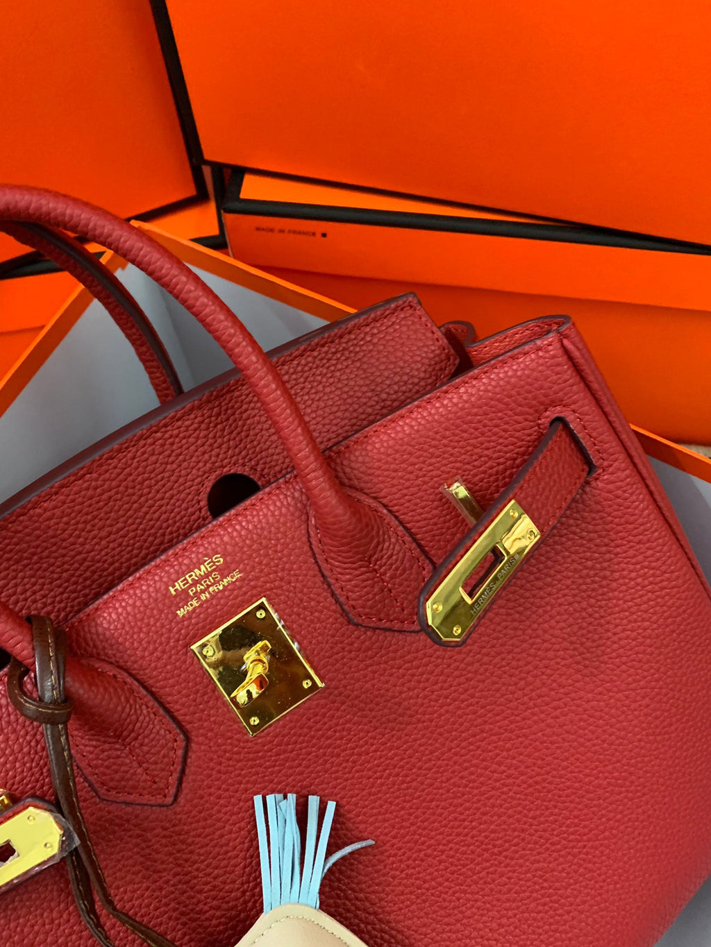 Birkin Platinum Color-Blocked Women's Bag from the Exclusive TOGO Series