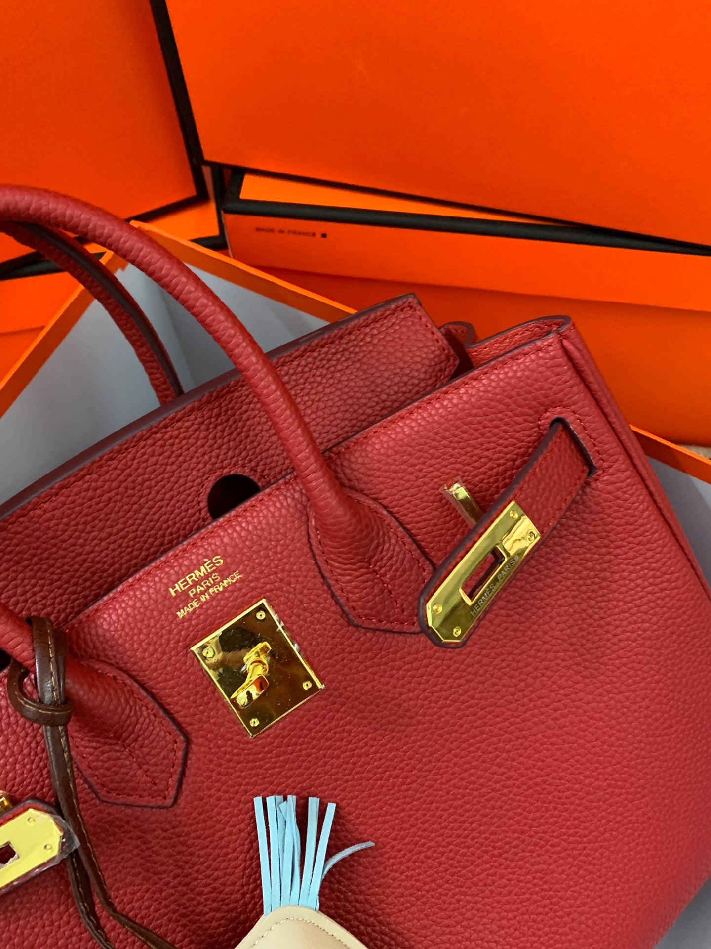 Birkin Platinum Color-Blocked Women's Bag from the Exclusive TOGO Series