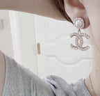 Luxury Crystal Logo Stud Earrings