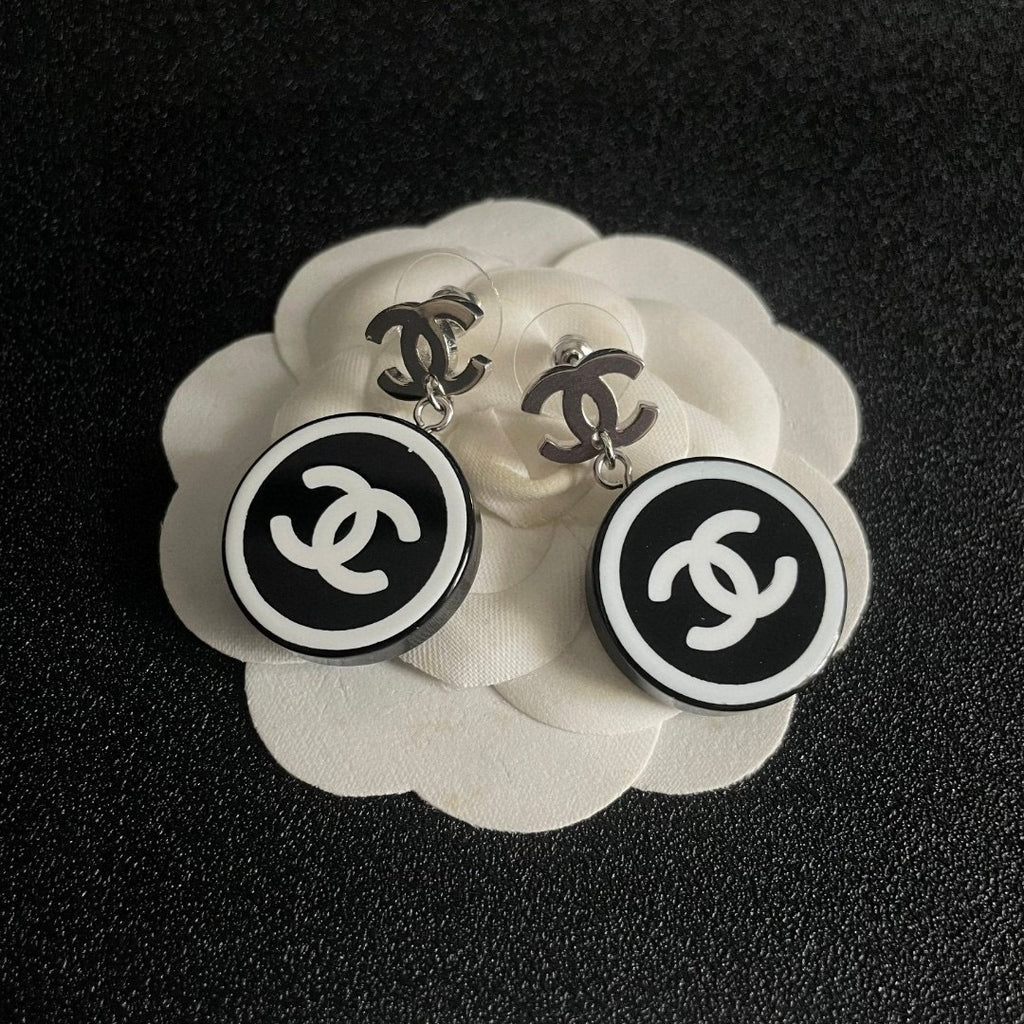 Logo Drop Earrings | Gold Tone