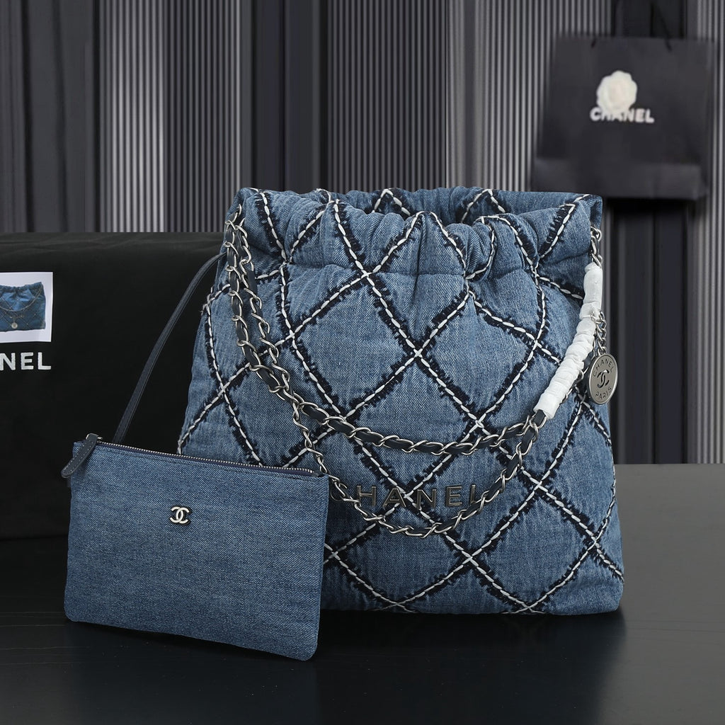 24P Denim Trash Bag Tote