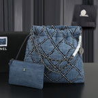 24P Denim Trash Bag Tote