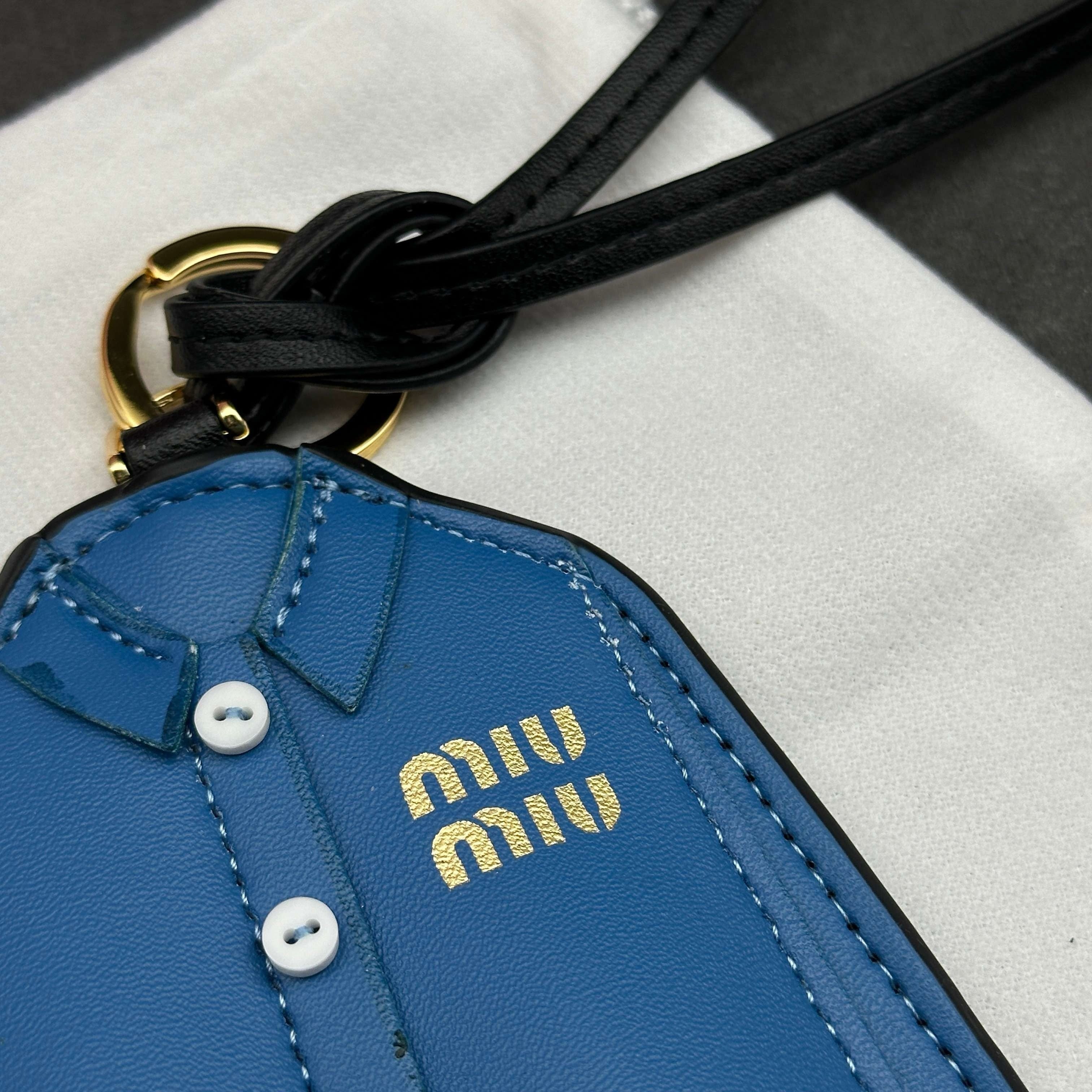 Leather Shirt-Inspired Bag Charm – Blue Edition