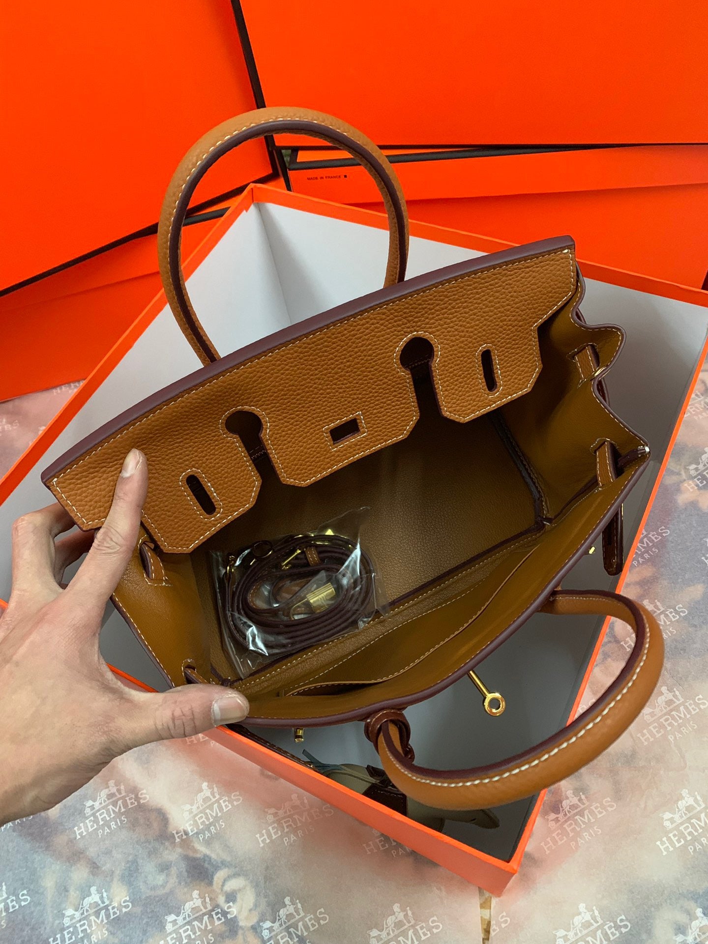 Birkin Platinum Color-Blocked Women's Bag from the Exclusive TOGO Series