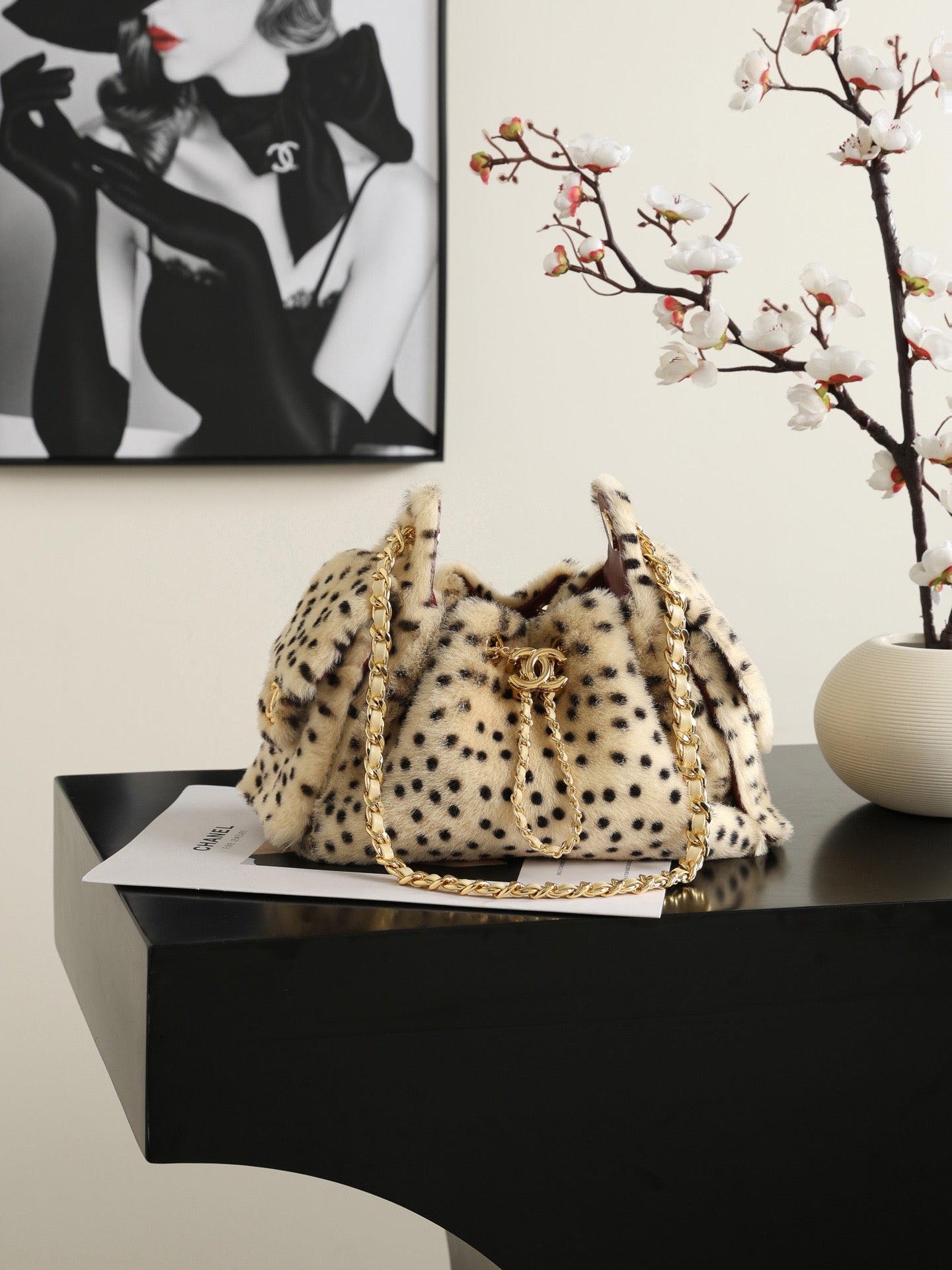 Spotted leopard plush Hobo bag (Premium quality )