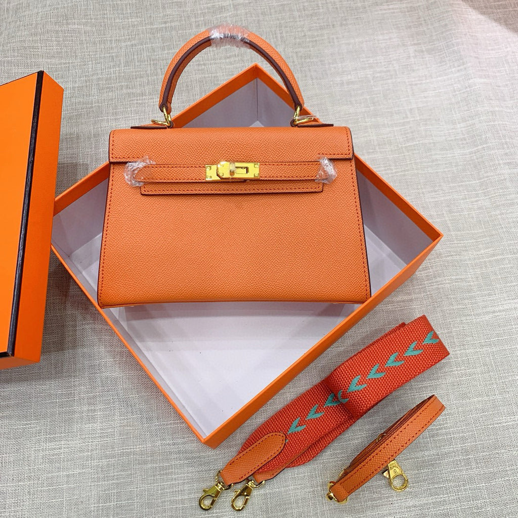 Kelly Palm-Grain Leather Structured Handbag