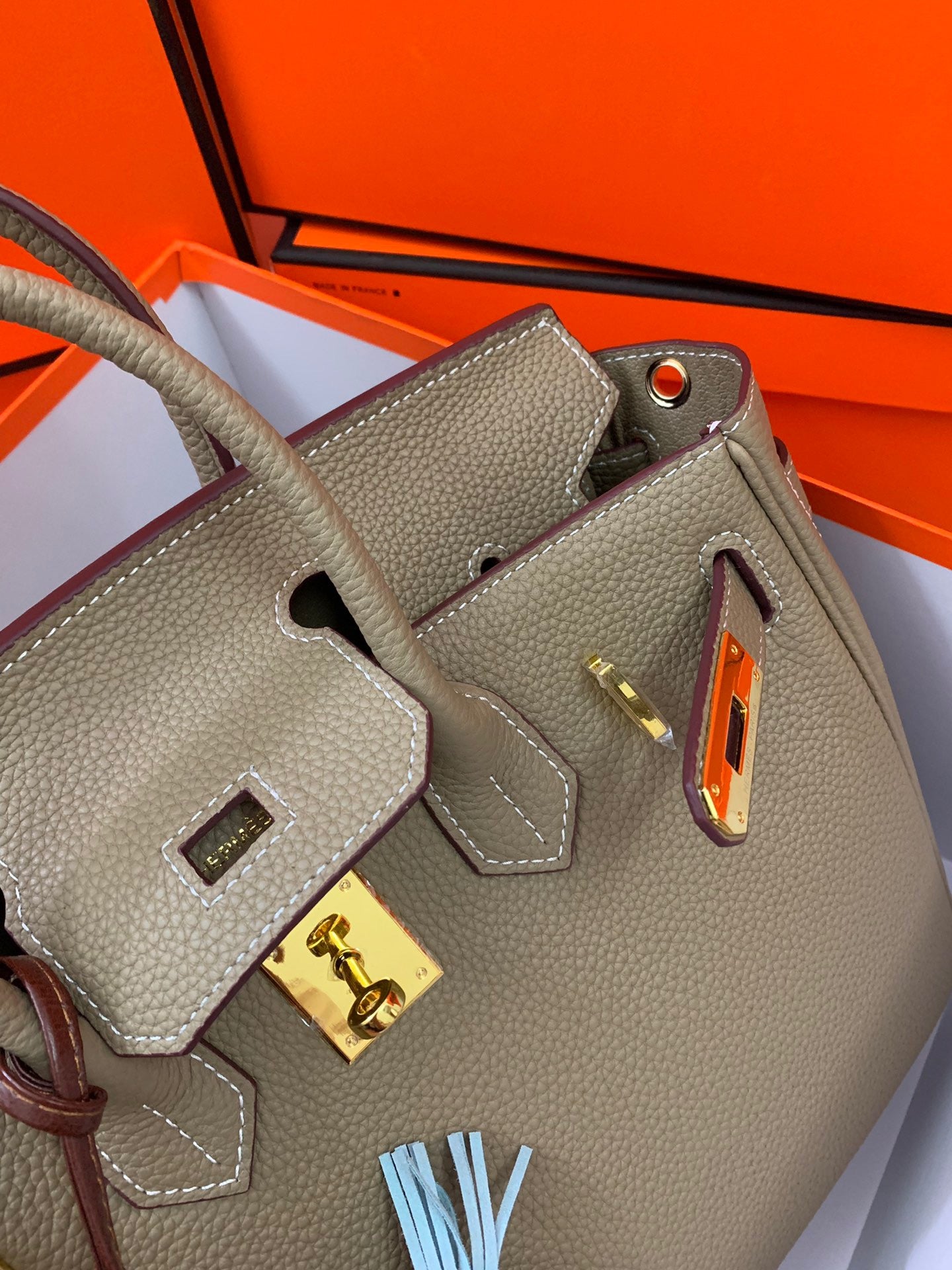 Birkin Platinum Color-Blocked Women's Bag from the Exclusive TOGO Series