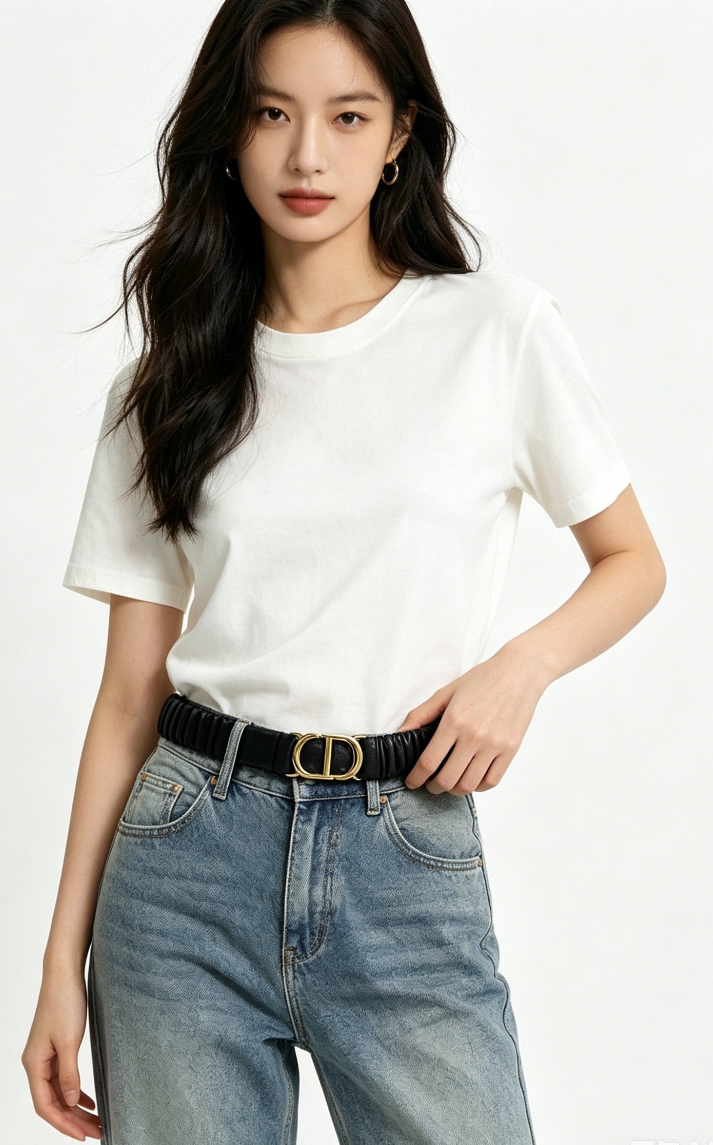 Gold Buckle Elastic Waist Belt