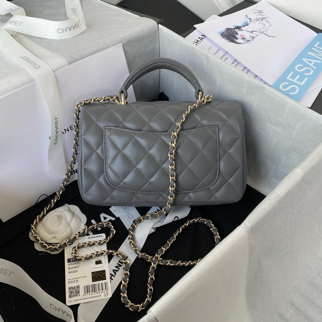 Mini Quilted Handle Flap Bag (Premium Quality)