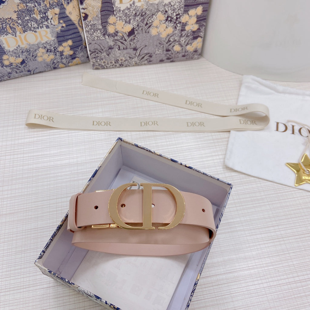 3.0cm Reversible Calfskin Leather Belt – Rotating Metal Buckle