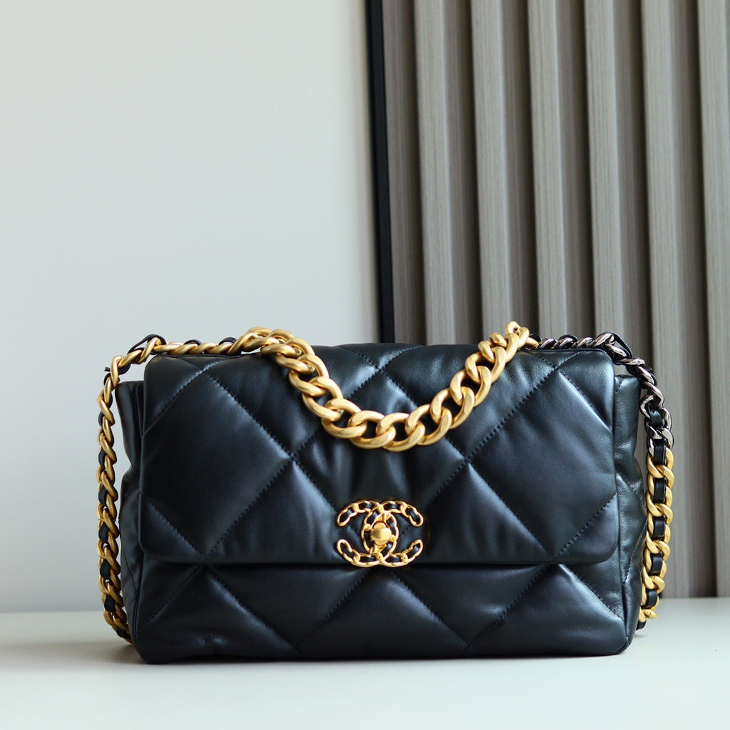19 Bag | Goatskin Leather | 24K Gold-Tone Hardware | Medium 30cm (Premium Quality )