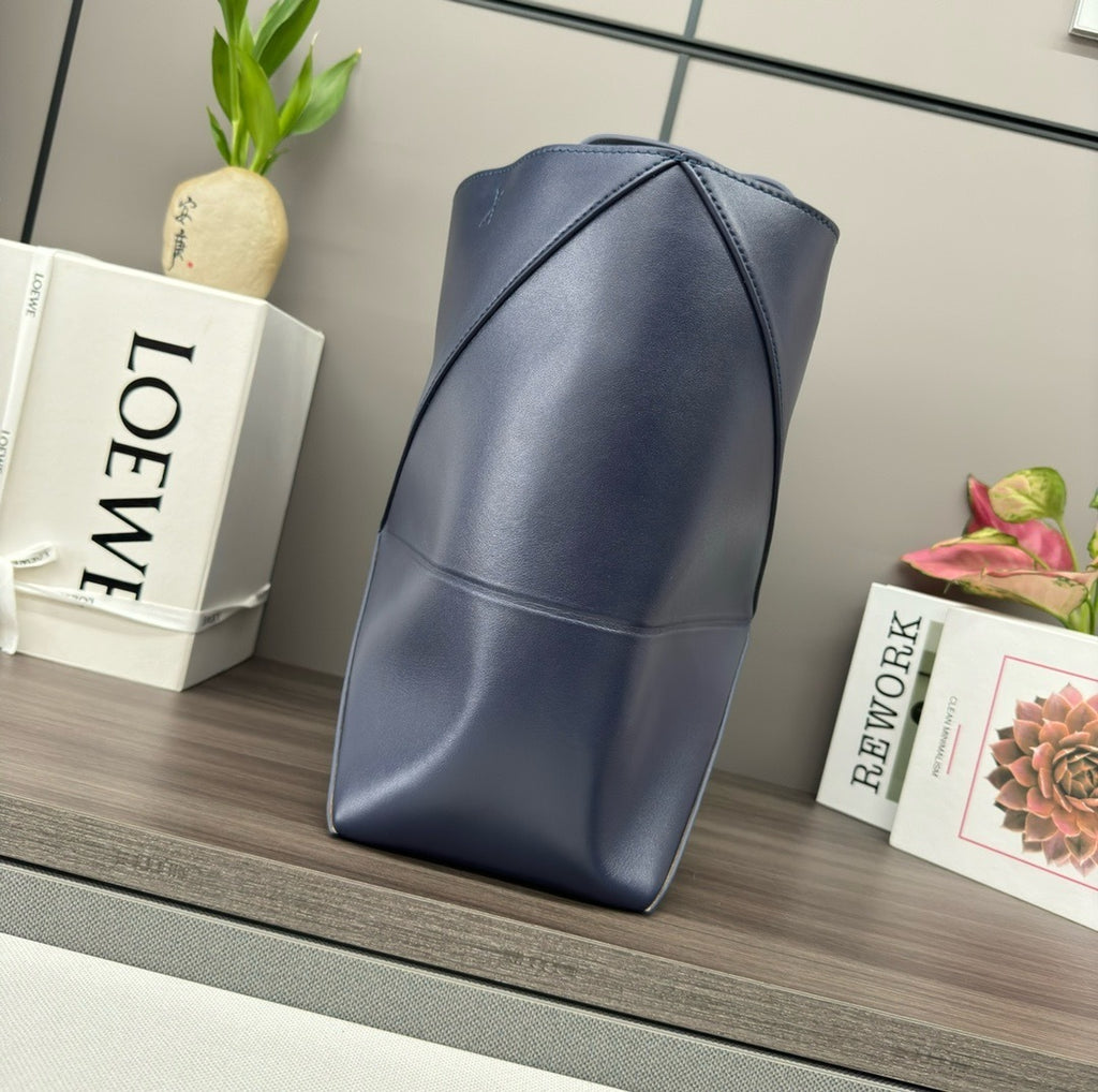 Glossy Leather Puzzle Fold Tote