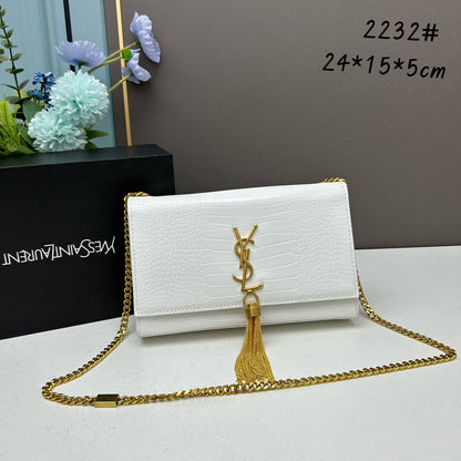 Y*S*L Crocodile Embossed Tassel Bag