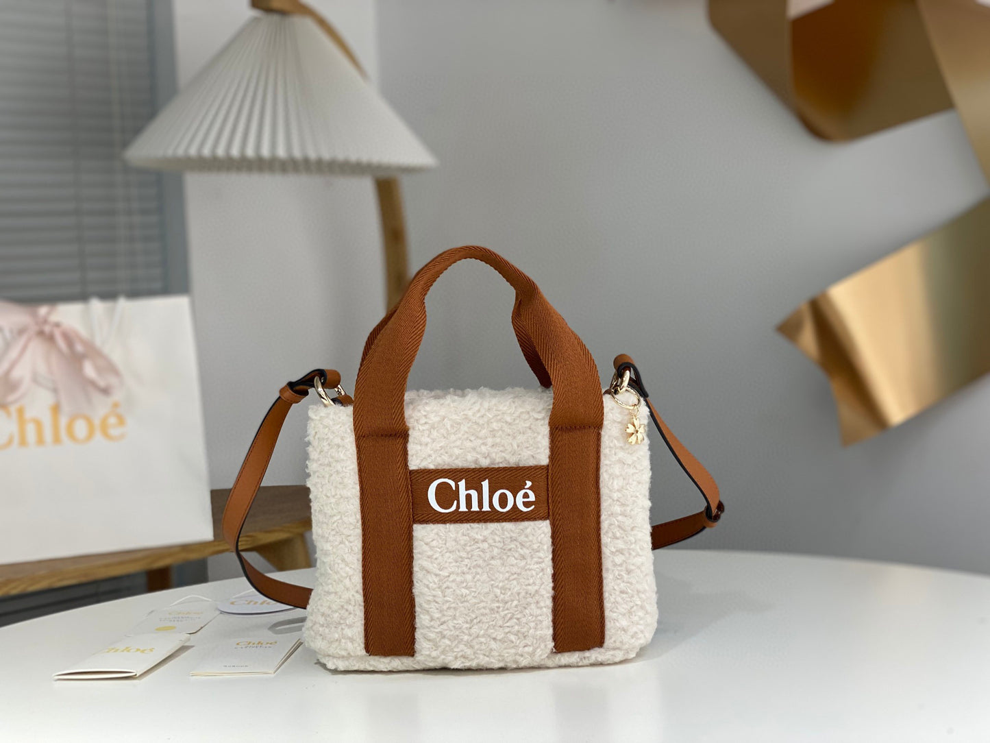 Ch*l*o*e : Furry wooden tote bag