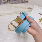 3.0cm Reversible Calfskin Leather Belt – Rotating Metal Buckle