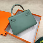 Kelly Palm-Grain Leather Structured Handbag