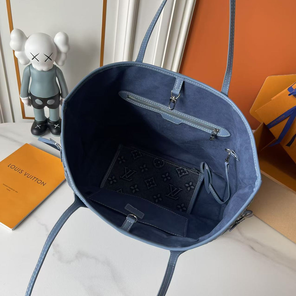 Embossed Denim Neverfull Tote