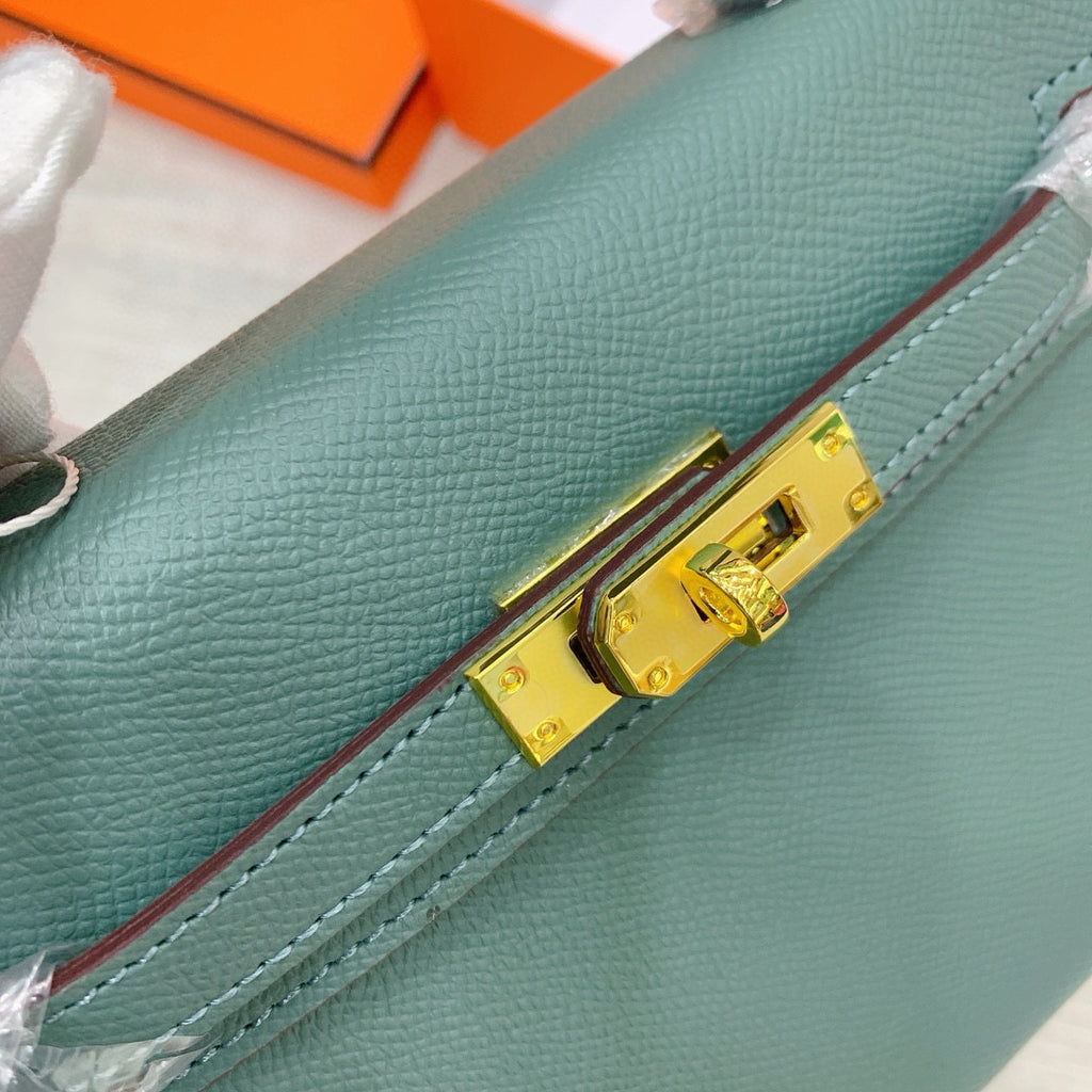 Kelly Palm-Grain Leather Structured Handbag