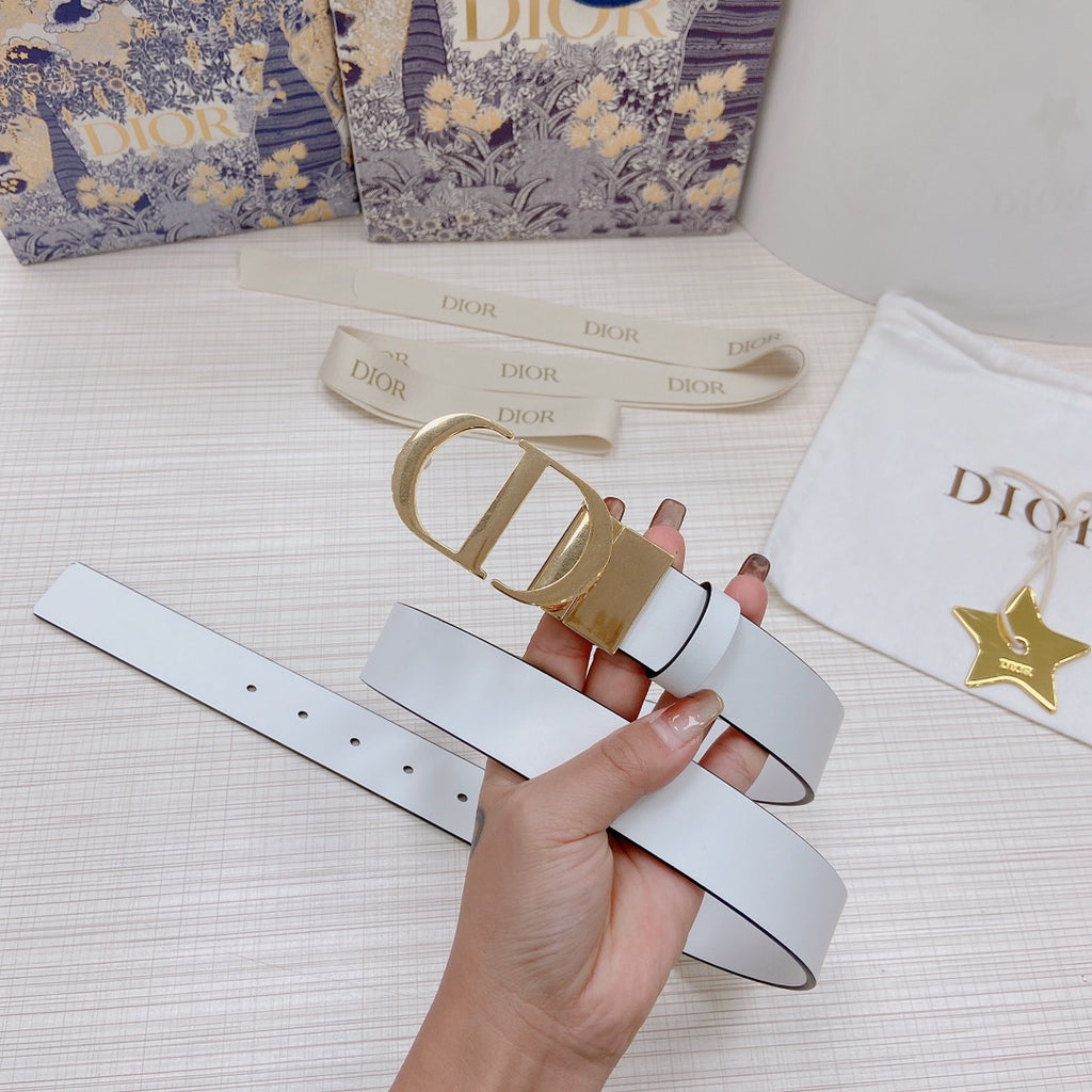 3.0cm Reversible Calfskin Leather Belt – Rotating Metal Buckle