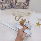 3.0cm Reversible Calfskin Leather Belt – Rotating Metal Buckle