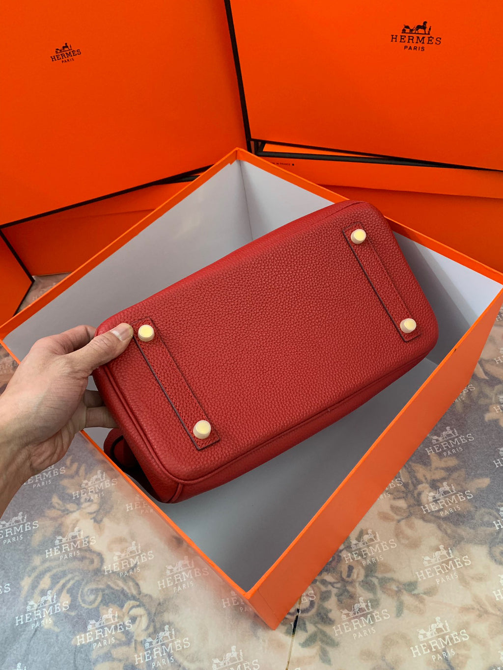 Birkin Platinum Color-Blocked Women's Bag from the Exclusive TOGO Series