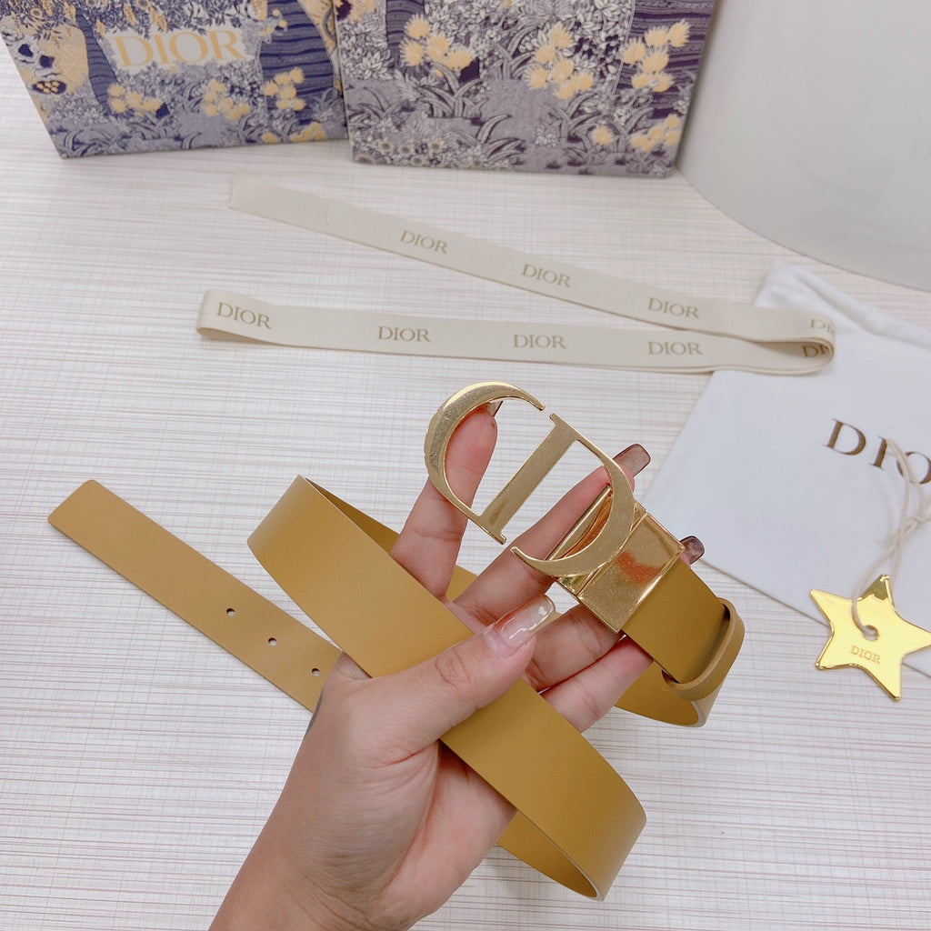 3.0cm Reversible Calfskin Leather Belt – Rotating Metal Buckle