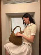 Quilted Suede-Lambskin Shoulder Bag