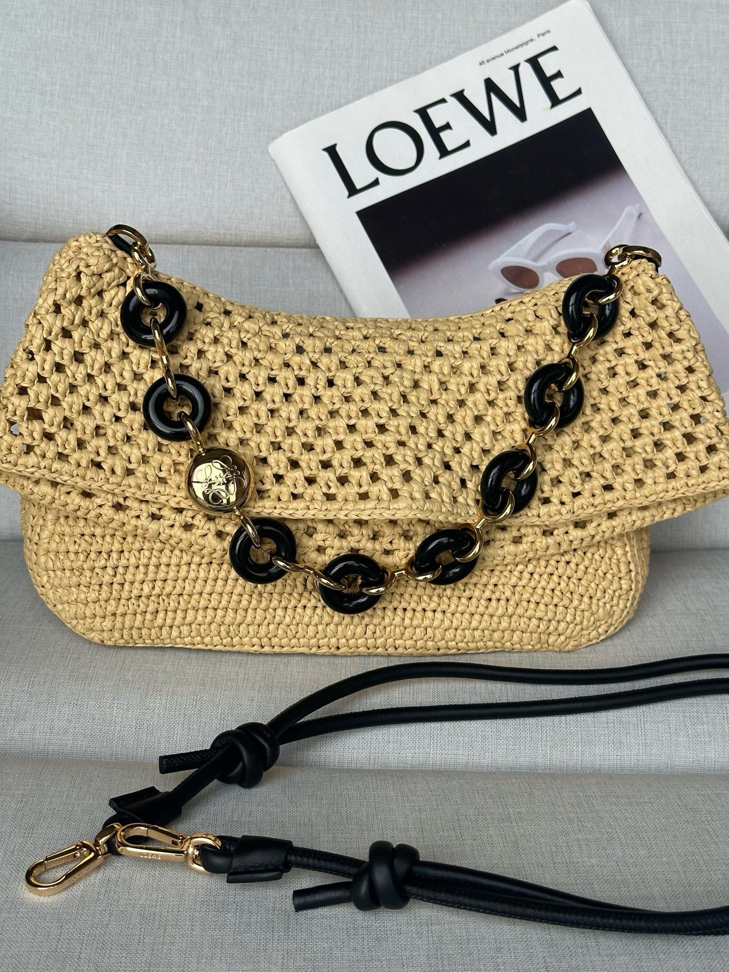 Woven Straw Bag | 7019A | Chain Strap (Premium Quality )