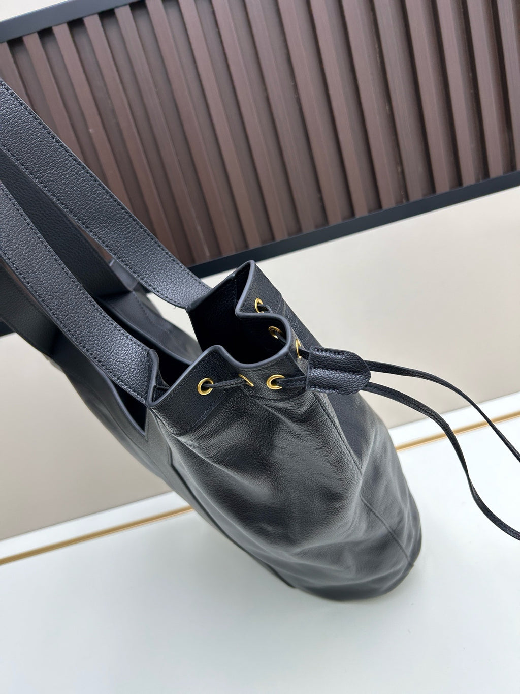 Y Soft-Grain Leather Tote Bucket Bag