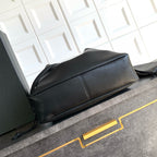 Elegant Black Lambskin Shoulder Tote