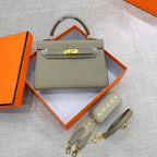 Kelly Palm-Grain Leather Structured Handbag