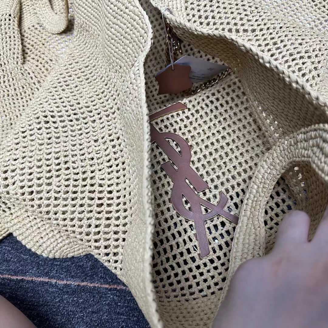 ICARE Woven Raffia Logo Tote (Premium Quality )