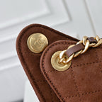 Quilted Hobo Bucket Bag — Vintage Black &amp; Gold
