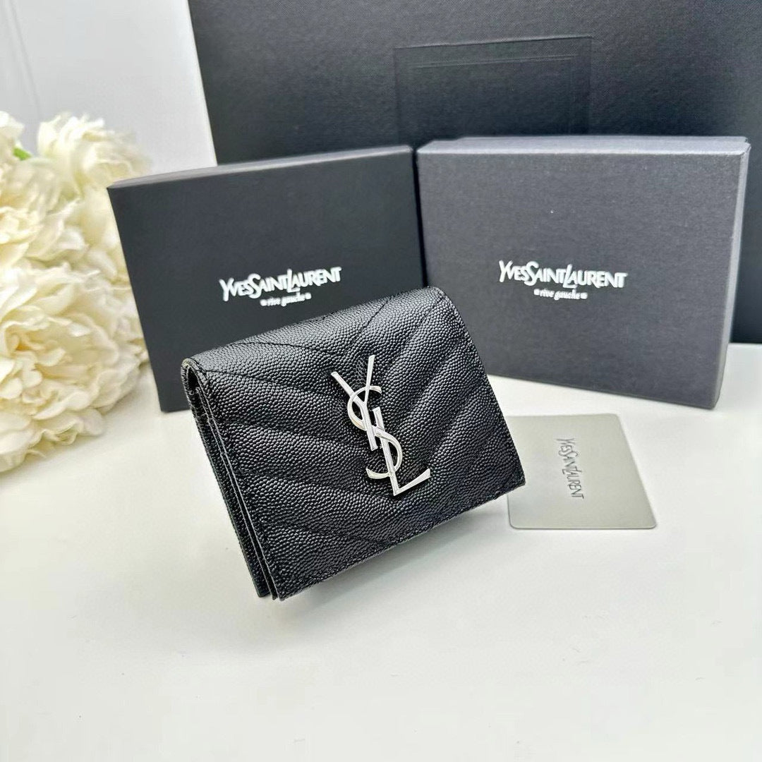 Y Compact Leather Bi-Fold Wallet