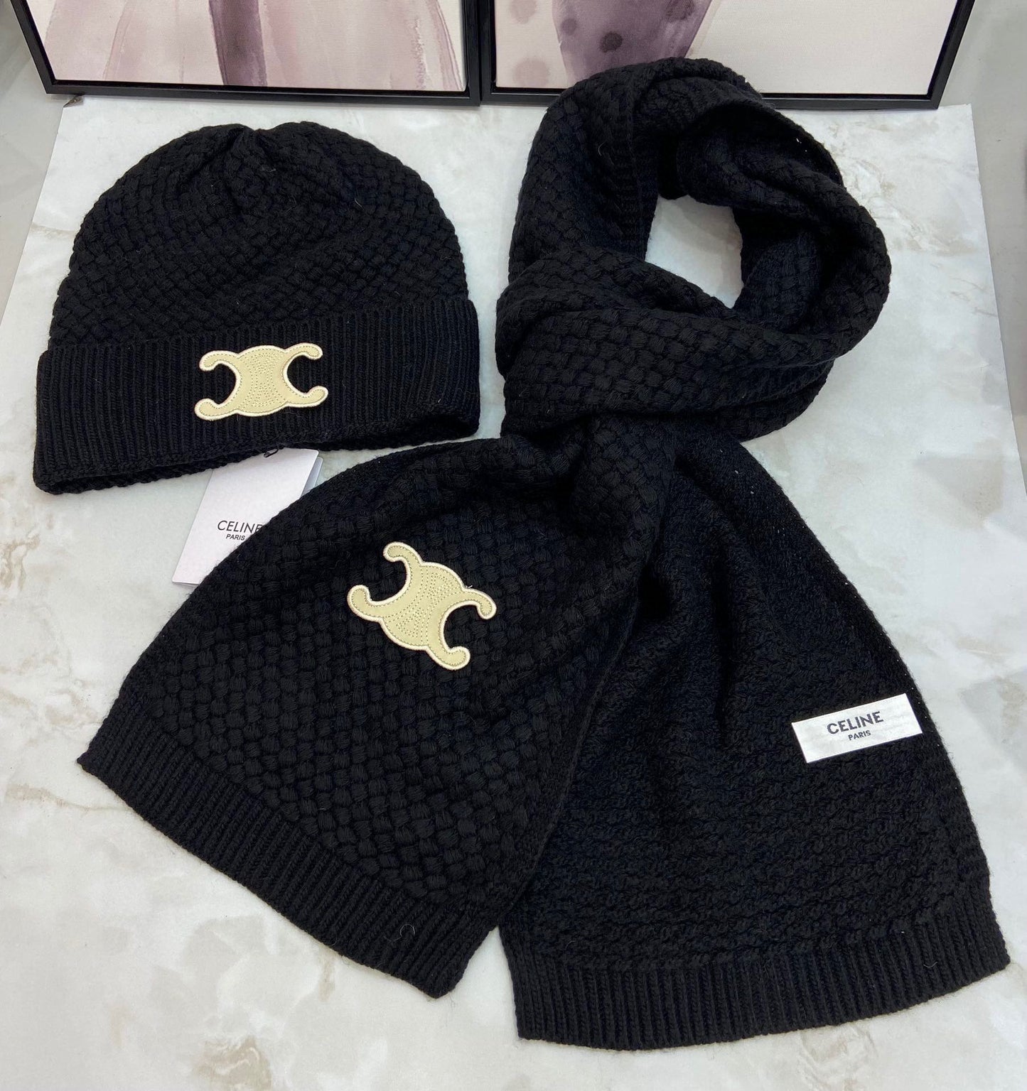 Ce*li*n cashmere hat and scarves