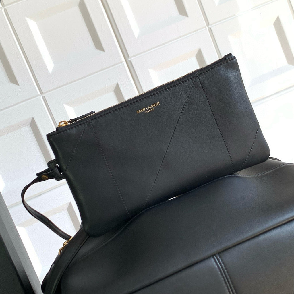 Elegant Black Lambskin Shoulder Tote